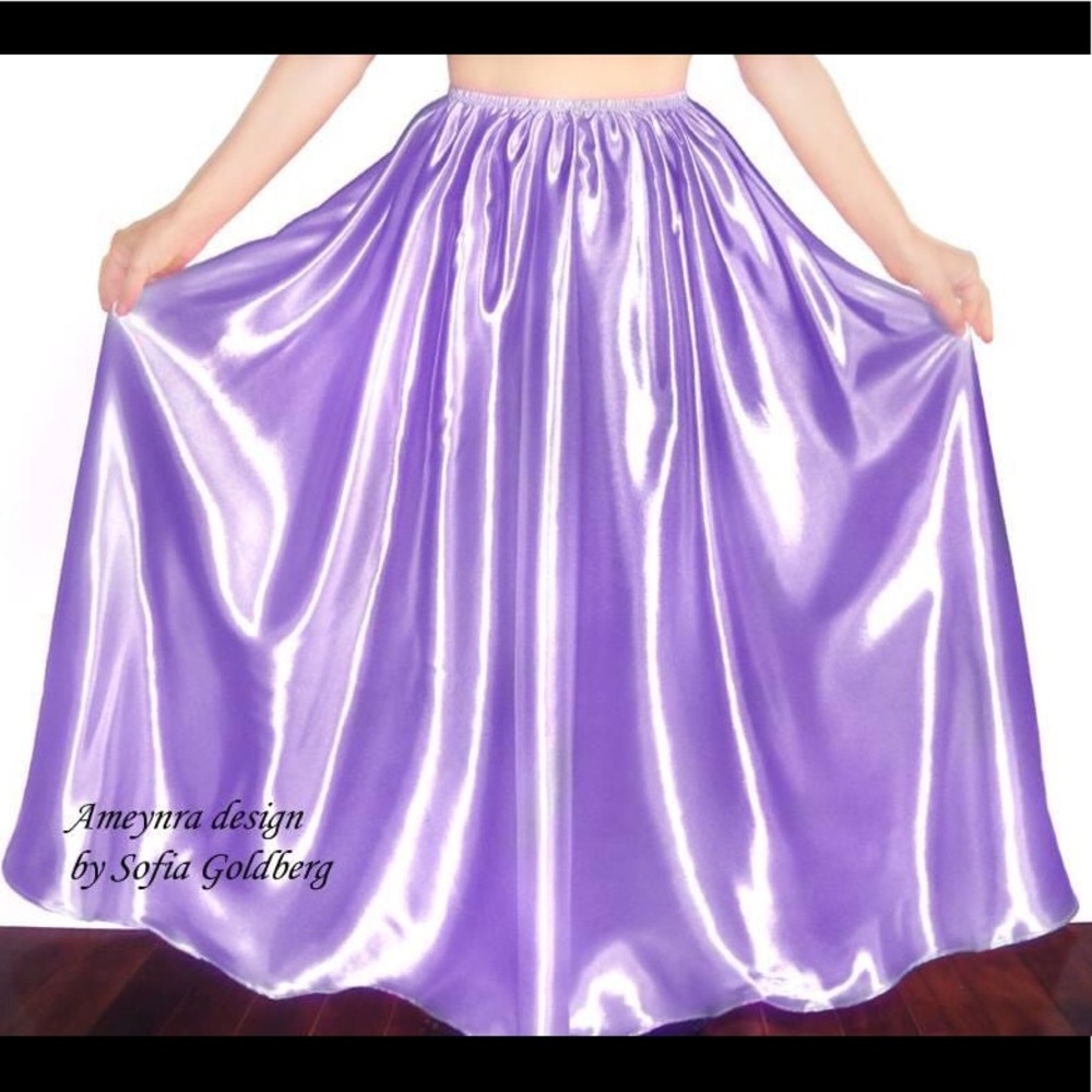 Lavender Satin Maxi Skirt Ameynra design. Long, New